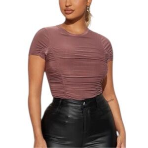 Popular 21 Ruched Top In Mauve Size Medium